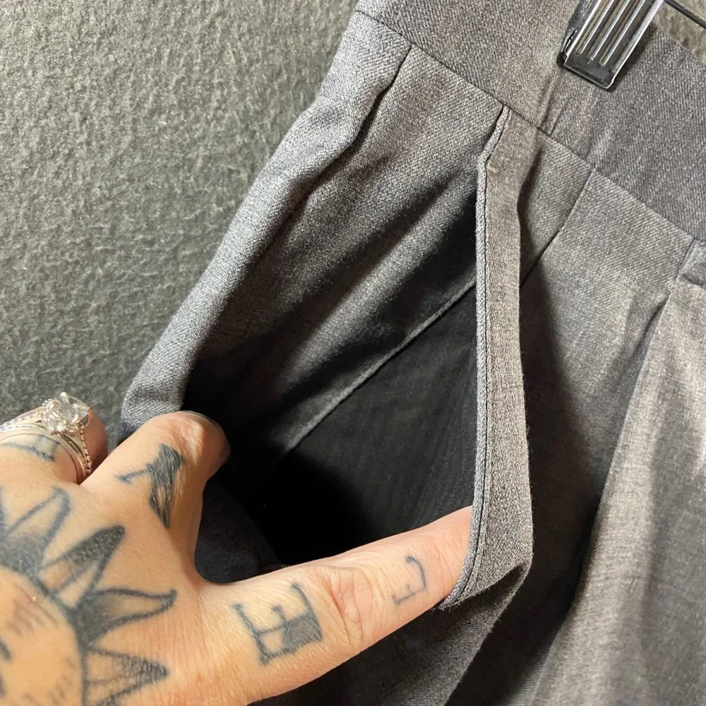 Brooks Brothers wool Dress Pants Pleated Cuffed Grey Made In Italy 36x32